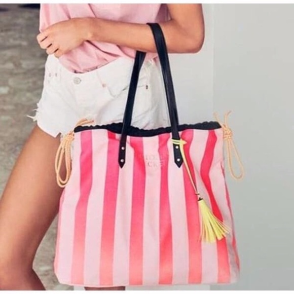 Victoria secret striped tote NEW - Picture 3 of 5